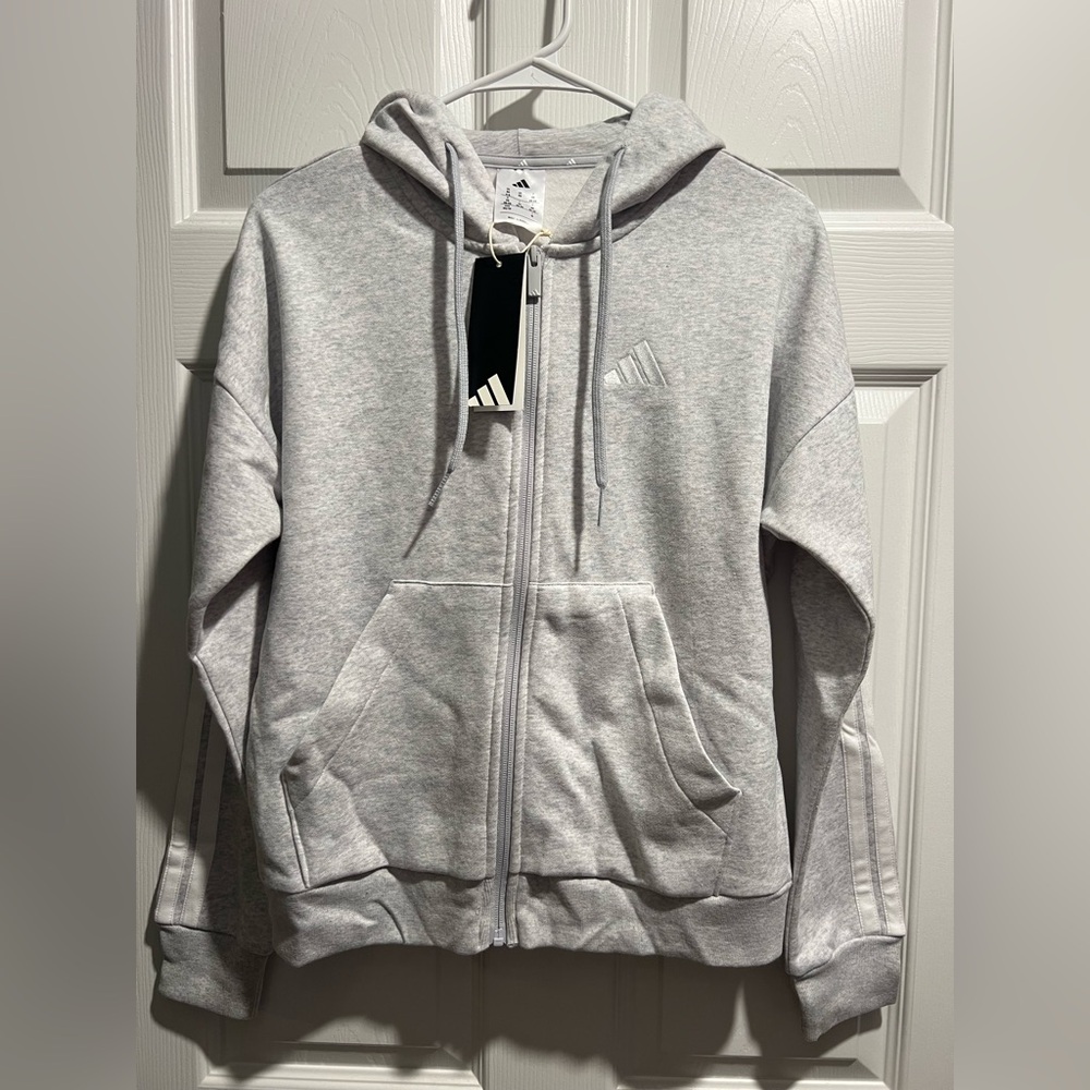 Adidas Light Gray Full-Zip Hoodie